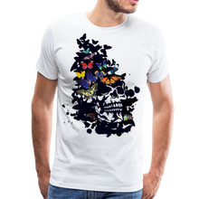 Charger l'image dans la galerie, Homme T-Shirt skull Tête de mort crâne papillons ailes fanciful - blanc