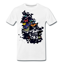 Charger l'image dans la galerie, Homme T-Shirt skull Tête de mort crâne papillons ailes fanciful - blanc