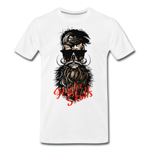 Charger l'image dans la galerie, Homme T-Shirt hipster skull Tête de mort crâne à barbe et moustache contumacious - blanc