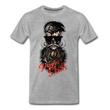Charger l'image dans la galerie, Homme T-Shirt hipster skull Tête de mort crâne à barbe et moustache contumacious - gris chiné