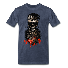 Charger l'image dans la galerie, Homme T-Shirt hipster skull Tête de mort crâne à barbe et moustache contumacious - bleu chiné