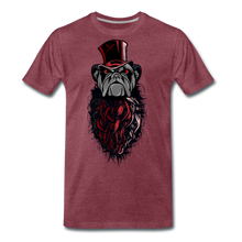 Charger l'image dans la galerie, Homme T-Shirt hipster chien à barbe et chapeau bulldog - rouge bordeaux chiné