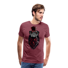 Charger l'image dans la galerie, Homme T-Shirt hipster chien à barbe et chapeau bulldog - rouge bordeaux chiné