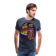 Charger l'image dans la galerie, Homme T-Shirt hipster skull Tête de mort crâne à barbe et moustache unhappy - bleu chiné