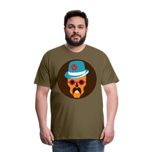 Charger l'image dans la galerie, Homme T-Shirt hipster skull Tête de mort crâne à moustache whimsical - kaki