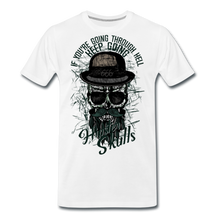 Charger l'image dans la galerie, Homme T-Shirt Tête de mort hipster skull crâne barbu et moustachu going through - blanc