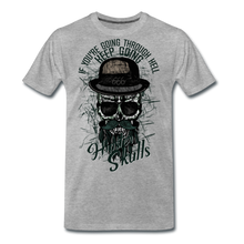 Charger l'image dans la galerie, Homme T-Shirt Tête de mort hipster skull crâne barbu et moustachu going through - gris chiné