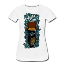 Charger l'image dans la galerie, Femme T-Shirt hipster skull Tête de mort barbe crâne barbu chapeau melon lunettes de soleil - blanc