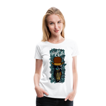 Charger l'image dans la galerie, Femme T-Shirt hipster skull Tête de mort barbe crâne barbu chapeau melon lunettes de soleil - blanc
