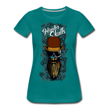 Charger l'image dans la galerie, Femme T-Shirt hipster skull Tête de mort barbe crâne barbu chapeau melon lunettes de soleil - bleu diva