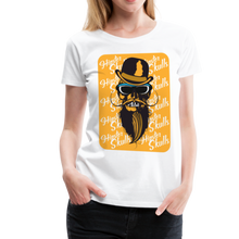 Charger l'image dans la galerie, Femme T-Shirt Tête de mort crâne hipster skull à barbe et moustache chapeau melon - blanc