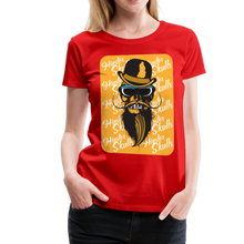 Charger l'image dans la galerie, Femme T-Shirt Tête de mort crâne hipster skull à barbe et moustache chapeau melon - rouge