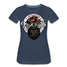 Charger l'image dans la galerie, Femme T-Shirt hipster skull Tête de mort crâne barbu avec chapeau de cowboy moustachu 1974 - bleu marine
