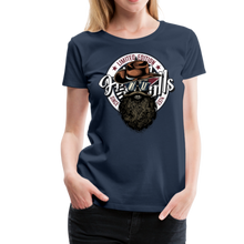 Charger l'image dans la galerie, Femme T-Shirt hipster skull Tête de mort crâne barbu avec chapeau de cowboy moustachu 1974 - bleu marine