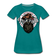 Charger l'image dans la galerie, Femme T-Shirt hipster skull Tête de mort crâne barbu avec chapeau de cowboy moustachu 1974 - bleu diva