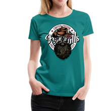 Charger l'image dans la galerie, Femme T-Shirt hipster skull Tête de mort crâne barbu avec chapeau de cowboy moustachu 1974 - bleu diva