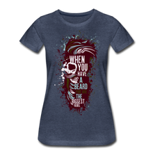 Charger l'image dans la galerie, Femme T-Shirt Tête de mort hipster skull avec barbe moustache crane citation - bleu chiné