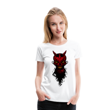 Charger l'image dans la galerie, Femme T-Shirt hipster skull Tête de mort crâne barbe et barbu diable - blanc