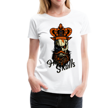 Charger l'image dans la galerie, Femme T-Shirt hipster skull Tête de mort à barbe crâne barbu couronne du roi - blanc