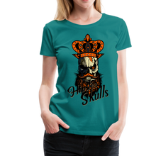 Charger l'image dans la galerie, Femme T-Shirt hipster skull Tête de mort à barbe crâne barbu couronne du roi - bleu diva