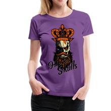 Charger l'image dans la galerie, Femme T-Shirt hipster skull Tête de mort à barbe crâne barbu couronne du roi - violet