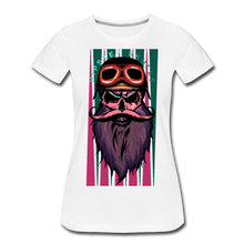 Charger l'image dans la galerie, Femme T-Shirt Tête de mort hipster skull crâne barbe moustache et casque - blanc