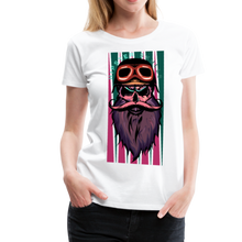 Charger l'image dans la galerie, Femme T-Shirt Tête de mort hipster skull crâne barbe moustache et casque - blanc