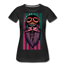 Charger l'image dans la galerie, Femme T-Shirt Tête de mort hipster skull crâne barbe moustache et casque - noir