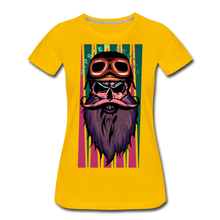 Charger l'image dans la galerie, Femme T-Shirt Tête de mort hipster skull crâne barbe moustache et casque - jaune soleil
