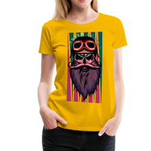 Charger l'image dans la galerie, Femme T-Shirt Tête de mort hipster skull crâne barbe moustache et casque - jaune soleil