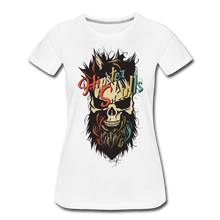 Charger l'image dans la galerie, Femme T-Shirt Tête de mort crâne hipster skull barbu moustachu maitre - blanc