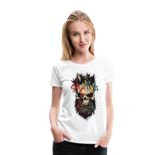 Charger l'image dans la galerie, Femme T-Shirt Tête de mort crâne hipster skull barbu moustachu maitre - blanc