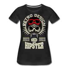 Charger l'image dans la galerie, Femme T-Shirt Tête de mort crâne hipster skull moustachu biker motard - noir