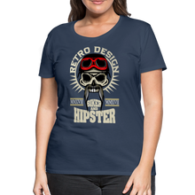Charger l'image dans la galerie, Femme T-Shirt Tête de mort crâne hipster skull moustachu biker motard - bleu marine