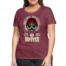 Charger l'image dans la galerie, Femme T-Shirt Tête de mort crâne hipster skull moustachu biker motard - rouge bordeaux chiné
