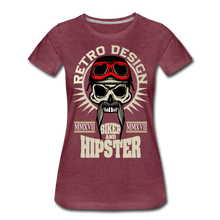 Charger l'image dans la galerie, Femme T-Shirt Tête de mort crâne hipster skull moustachu biker motard - rouge bordeaux chiné