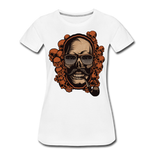 Charger l'image dans la galerie, Femme T-Shirt hipster skull Tête de mort crâne pipe et moustache multiple - blanc