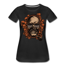 Charger l'image dans la galerie, Femme T-Shirt hipster skull Tête de mort crâne pipe et moustache multiple - noir