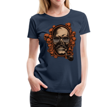 Charger l'image dans la galerie, Femme T-Shirt hipster skull Tête de mort crâne pipe et moustache multiple - bleu marine