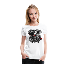 Charger l'image dans la galerie, Femme T-Shirt hipster skull Tête de mort crâne barbe et barbu moustache trio - blanc