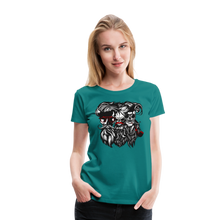 Charger l'image dans la galerie, Femme T-Shirt hipster skull Tête de mort crâne barbe et barbu moustache trio - bleu diva