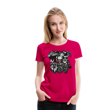 Charger l'image dans la galerie, Femme T-Shirt hipster skull Tête de mort crâne barbe et barbu moustache trio - rubis