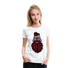 Charger l'image dans la galerie, Femme T-Shirt Tête de mort hipster skull crâne à barbe et moustache dominateur - blanc