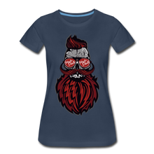 Charger l'image dans la galerie, Femme T-Shirt Tête de mort hipster skull crâne à barbe et moustache dominateur - bleu marine