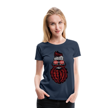 Charger l'image dans la galerie, Femme T-Shirt Tête de mort hipster skull crâne à barbe et moustache dominateur - bleu marine