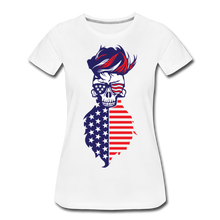 Charger l'image dans la galerie, Femme T-Shirt Tête de mort americaine crâne hipster skull barbe drapeau - blanc