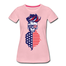 Charger l'image dans la galerie, Femme T-Shirt Tête de mort americaine crâne hipster skull barbe drapeau - rose liberty