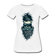 Charger l'image dans la galerie, Femme T-Shirt Tête de mort barbu hipster skull crâne moustachu outlaw - blanc