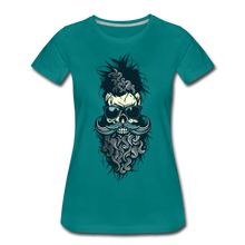 Charger l'image dans la galerie, Femme T-Shirt Tête de mort barbu hipster skull crâne moustachu outlaw - bleu diva