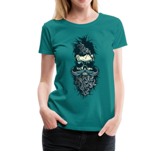 Charger l'image dans la galerie, Femme T-Shirt Tête de mort barbu hipster skull crâne moustachu outlaw - bleu diva